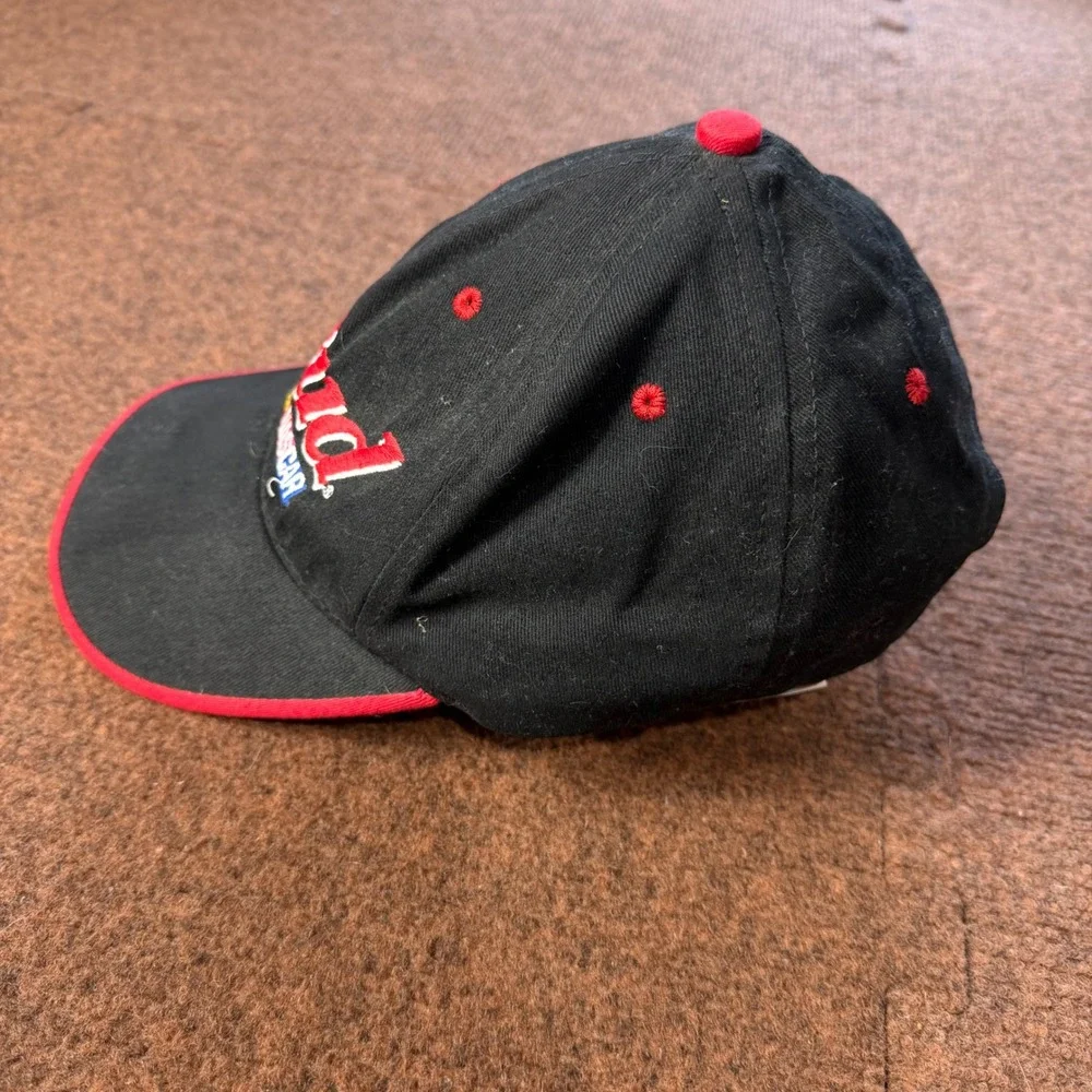 Vintage 1996 Budweiser NASCAR Hat Black Red Snapback Made in USA Official Beer
